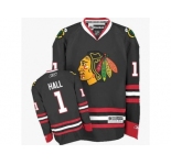 Youth Reebok Chicago Blackhawks #1 Glenn Hall Premier Black Third NHL Jersey