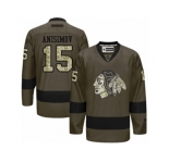 Youth Reebok Chicago Blackhawks #15 Artem Anisimov Premier Green Salute to Service NHL Jersey