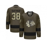 Youth Reebok Chicago Blackhawks #38 Ryan Hartman Authentic Green Salute to Service NHL Jersey