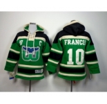 Youth nhl hartford whalers #10 francis black-green[pullover hooded sweatshirt][patch C]