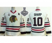 youth nhl jerseys chicago blackhawks #10 sharp white[2015 stanley cup][patch A]