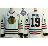 youth nhl jerseys chicago blackhawks #19 toews white[2015 stanley cup][patch C]