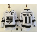 Men Adidas Los Angeles Kings #11 Anze Kopitar White Road Authentic Stitched NHL Jersey