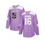 Men Adidas Los Angeles Kings #16 Marcel Dionne Purple Authentic Fights Cancer Stitched NHL Jersey