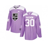 Men Adidas Los Angeles Kings #30 Rogie Vachon Purple Authentic Fights Cancer Stitched NHL Jersey