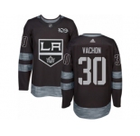 Men's Adidas Los Angeles Kings #30 Rogie Vachon Authentic Black 1917-2017 100th Anniversary NHL Jersey