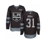 Men's Adidas Los Angeles Kings #31 Peter Budaj Authentic Black 1917-2017 100th Anniversary NHL Jersey