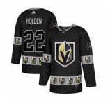 Men's Adidas Vegas Golden Knights #22 Nick Holden Authentic Black Team Logo Fashion NHL Jersey
