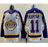 Men's Los Angeles Kings #11 Anze Kopitar White 2022 Reverse Retro Stitched Jersey - 副本
