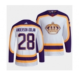 Men's Los Angeles Kings #28 Jaret Anderson-Dolan White 2022 Reverse Retro Stitched Jersey
