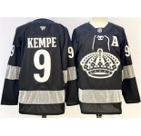 Men's Los Angeles Kings #9 Adrian Kempe Black With A Patch Alternate Stitched Hockey Jersey