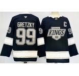 Men's Los Angeles Kings #99 Wayne Gretzky Black 2024-25 Home With C Patch Stitched Hockey Jersey