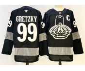 Men's Los Angeles Kings #99 Wayne Gretzky Black With C Patch Alternate Stitched Hockey Jersey