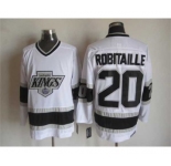 nhl jerseys los angeles kings #20 robitaille white[m&n]