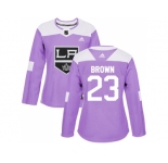 Women Adidas Los Angeles Kings #23 Dustin Brown Purple Authentic Fights Cancer Stitched NHL Jersey