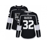Women Adidas Los Angeles Kings #32 Jonathan Quick Black Home Authentic Stitched NHL Jersey
