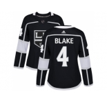 Women Adidas Los Angeles Kings #4 Rob Blake Black Home Authentic Stitched NHL Jersey