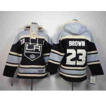 youth nhl jerseys los angeles kings #23 brown black-grey[pullover hooded sweatshirt][patch C]