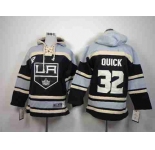 youth nhl jerseys los angeles kings #32 quick black-grey[pullover hooded sweatshirt]