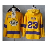 Men's Los Angeles Kings #23 Dustin Brown Gold Sawyer Hooded Sweatshirt Stitched NHL Jersey