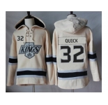 Men's Los Angeles Kings #32 Jonathan Quick Cream Sawyer Hooded Sweatshirt Stitched NHL Jersey