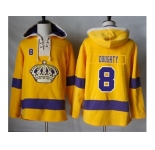 Men's Los Angeles Kings #8 Drew Doughty Gold Sawyer Hooded Sweatshirt Stitched NHL Jersey