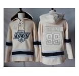 Men's Los Angeles Kings #99 Wayne Gretzky Cream Sawyer Hooded Sweatshirt Stitched NHL Jersey