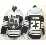 nhl jerseys los angeles kings #23 brown black-white[pullover hooded sweatshirt][patch C]