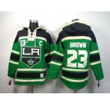 nhl jerseys los angeles kings #23 brown green[pullover hooded sweatshirt][patch C]