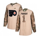 Adidas Philadelphia Flyers #1 Bernie Parent Authentic Camo Veterans Day Practice NHL Jersey