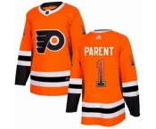Adidas Philadelphia Flyers #1 Bernie Parent Authentic Orange Drift Fashion NHL Jersey