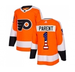 Adidas Philadelphia Flyers #1 Bernie Parent Authentic Orange USA Flag Fashion NHL Jersey