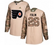 Adidas Philadelphia Flyers #26 Christian Folin Authentic Camo Veterans Day Practice NHL Jersey