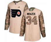 Adidas Philadelphia Flyers #34 Petr Mrazek Authentic Camo Veterans Day Practice NHL Jersey