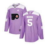 Adidas Philadelphia Flyers #5 Samuel Morin Authentic Purple Fights Cancer Practice NHL Jersey
