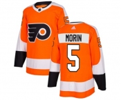 Adidas Philadelphia Flyers #5 Samuel Morin Premier Orange Home NHL Jersey