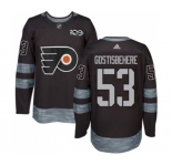 Adidas Philadelphia Flyers #53 Shayne Gostisbehere Authentic Black 1917-2017 100th Anniversary NHL Jersey