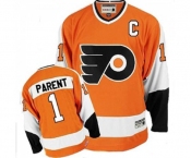 CCM Philadelphia Flyers #1 Bernie Parent Premier Orange Throwback NHL Jersey