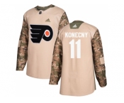 Men Adidas Philadelphia Flyers #11 Travis Konecny Camo Authentic 2017 Veterans Day Stitched NHL Jersey