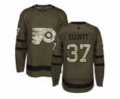 Men Adidas Philadelphia Flyers #37 Brian Elliott Green Salute to Service Stitched NHL Jersey