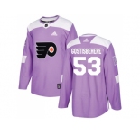 Men Adidas Philadelphia Flyers #53 Shayne Gostisbehere Purple Authentic Fights Cancer Stitched NHL Jersey