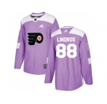 Men Adidas Philadelphia Flyers #88 Eric Lindros Purple Authentic Fights Cancer Stitched NHL Jersey