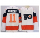Men Philadelphia Flyers #11 Travis Konecny White 2023 2024 Stadium Series Stitched Jersey