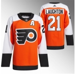 Men Philadelphia Flyers #21 Scott Laughton 2023 24 Orange Stitched Jersey