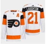 Men Philadelphia Flyers #21 Scott Laughton White 2024 Stadium Series Stitched Jersey