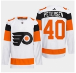 Men Philadelphia Flyers #40 Cal Petersen White 2024 Stadium Series Stitched Jersey