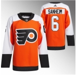 Men Philadelphia Flyers #6 Travis Sanheim 2023 24 Orange Stitched Jersey