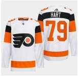 Men Philadelphia Flyers #79 Carter Hart White 2024 Stadium Series Stitched Jersey
