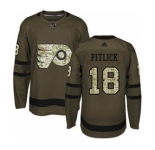 Men's Flyers #18 Tyler Pitlick Green Salute to Service Stitched Hockey Jersey