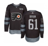 Men's Flyers #61 Justin Braun Black 1917-2017 100th Anniversary Stitched Hockey Jersey